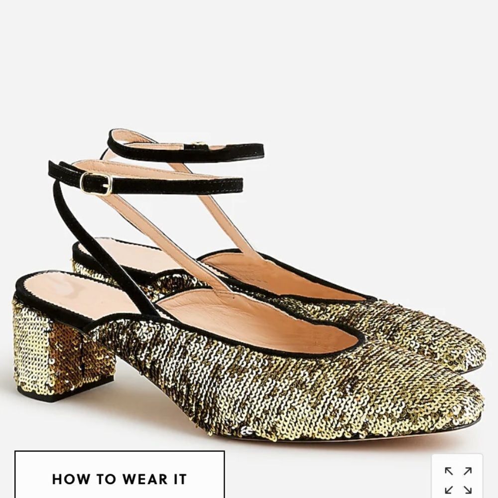 J. Crew Millie ankle-strap heels in Italian sequin fabric*